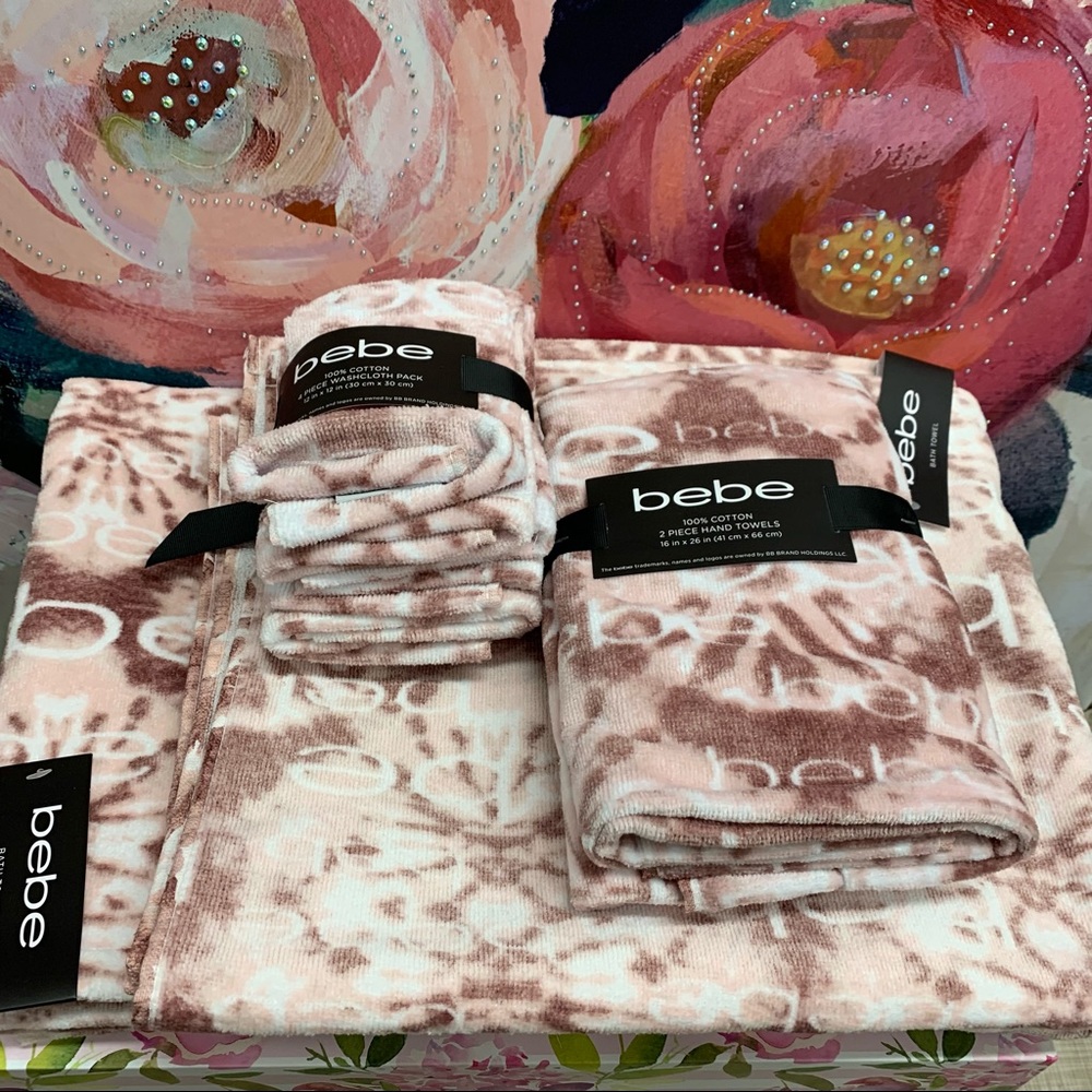 NWT BeBe 8 piece Towel set pink - Picture 4 of 16